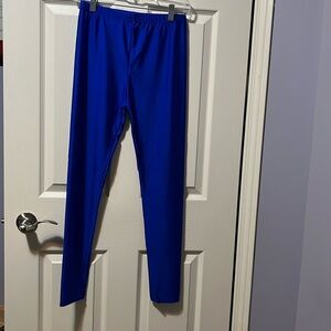 Blue Leggings Tights Shiny Sparkly Never Worn Size Large Fancy Dressy Cute